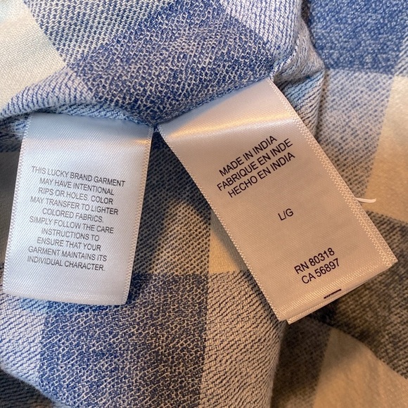 Lucky Brand Pearl Snap Shirt Men's Large Blue Check Western Collared Flannel - Picture 7 of 14